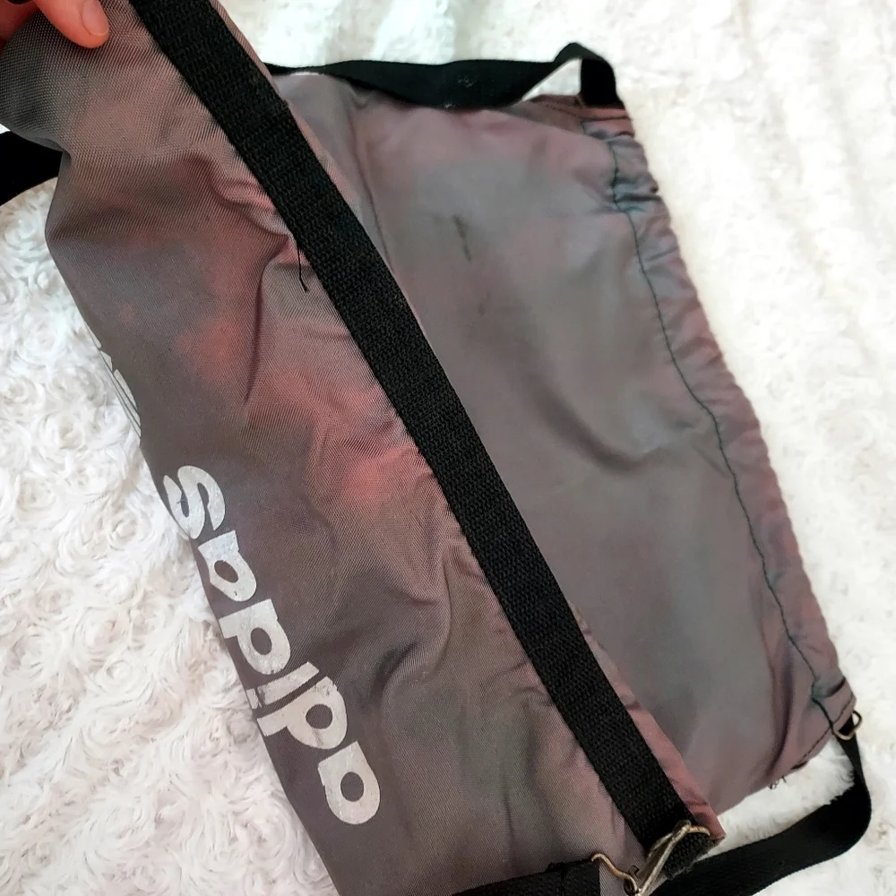 Adidas Trefoil sturdy thick gauge gray mini Drawstring tote bag backpack Hiking